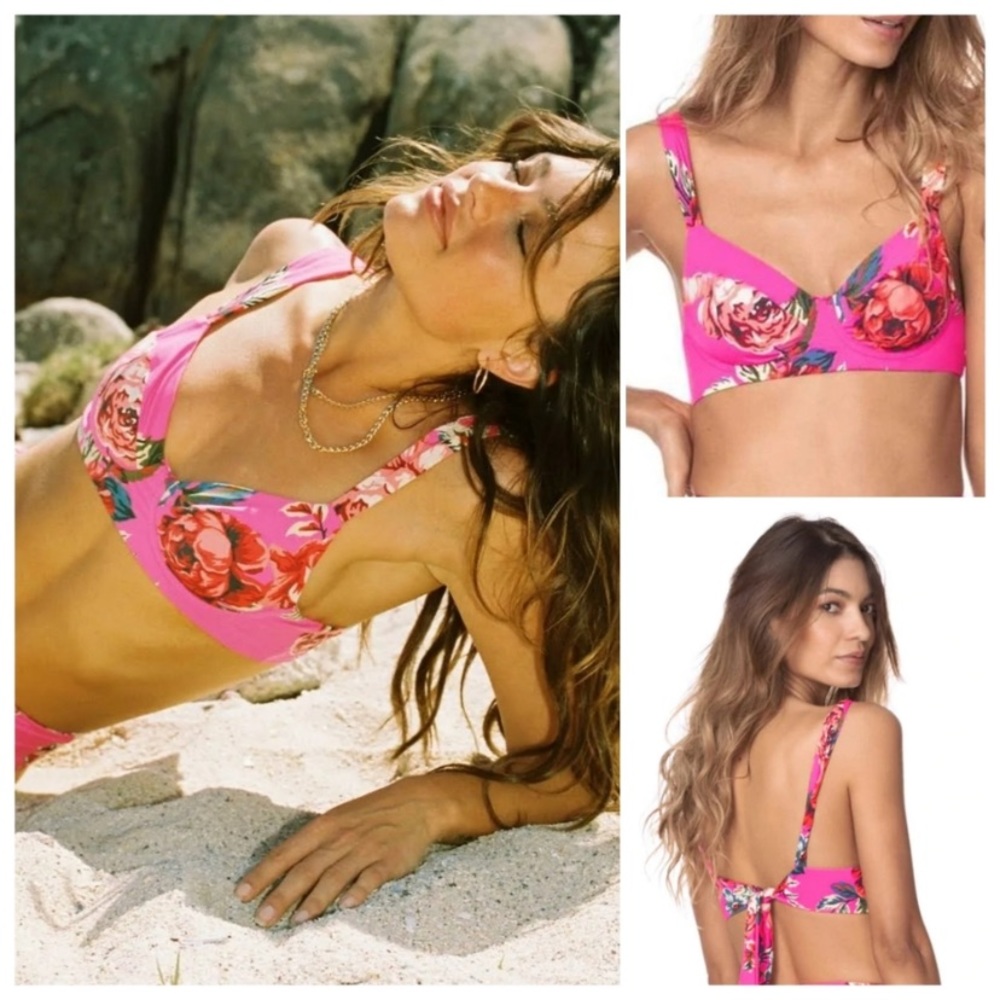 Maaji fushia floral bikini Set👙🌸🌺top XL - & matching L reversible bottom